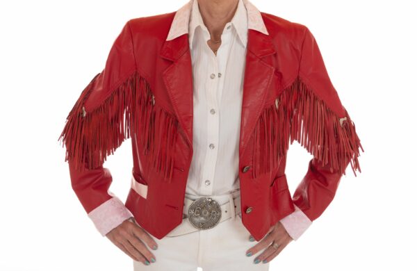 Up-Cycled Red Fringe Jacket